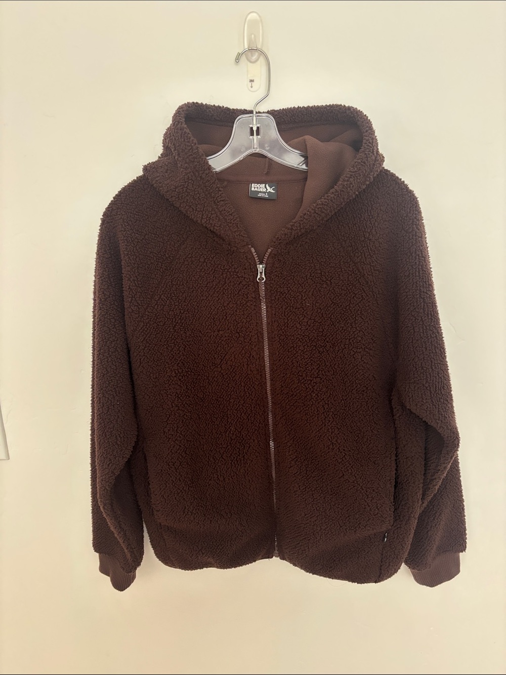 Eddie Bauer Brown Sherpa Full-Zip Hoodie Jacket